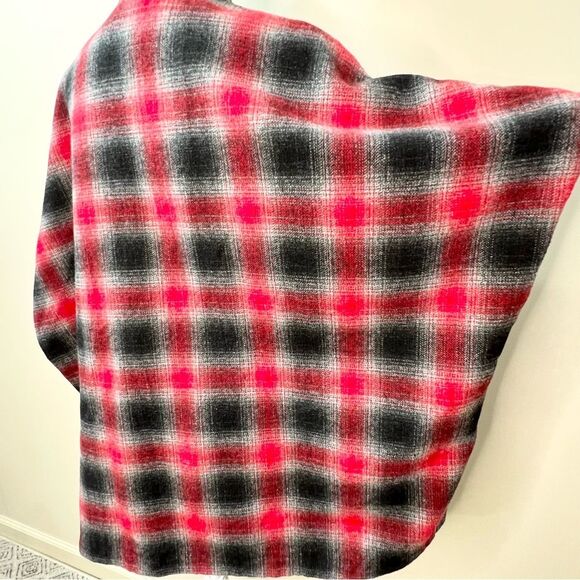 Eddie Bauer Sonoma Plaid Wool Blend Cape Poncho Sweater Large - Picture 6 of 10